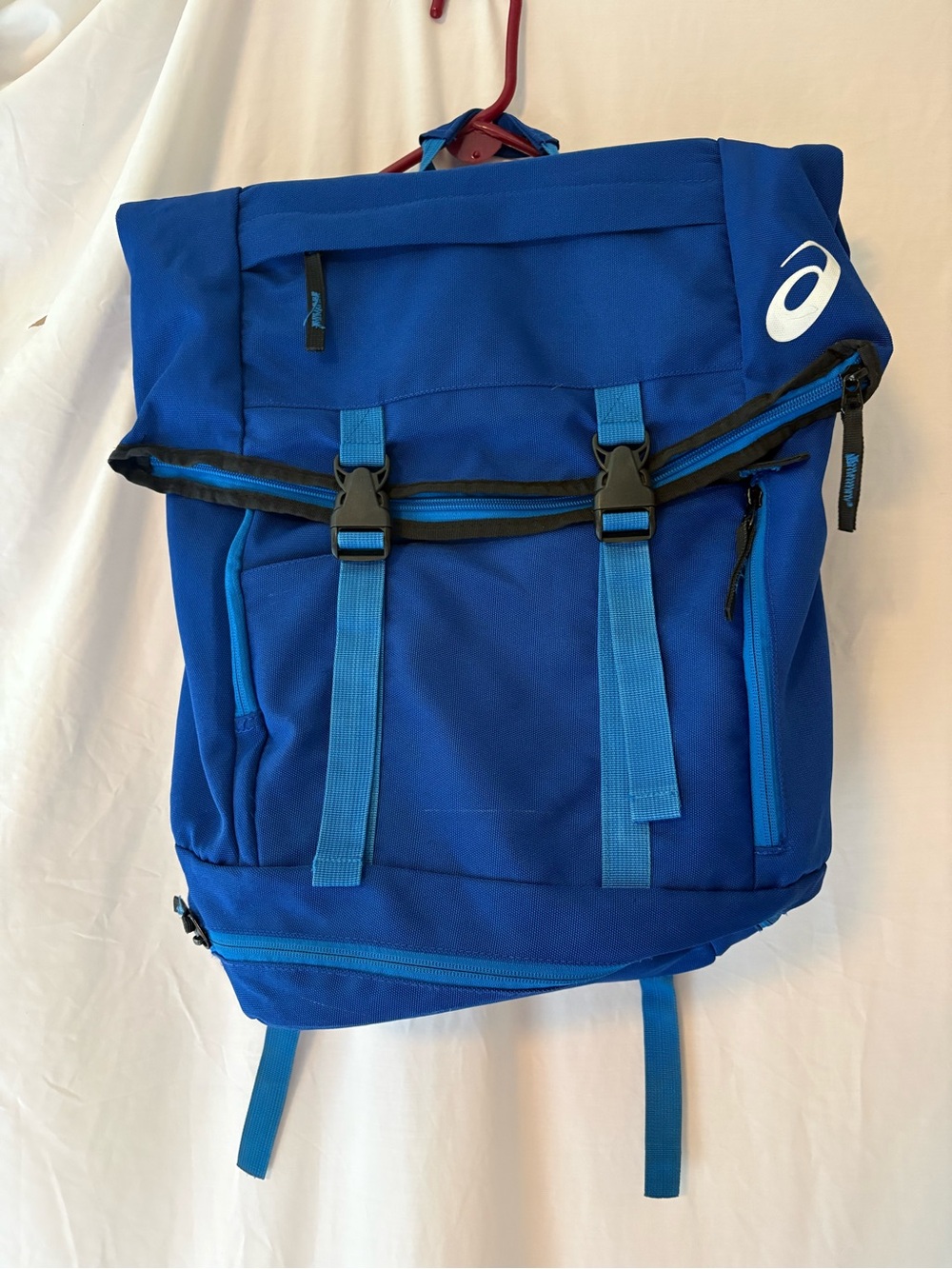 Asics Royal Blue Roll-Top Backpack with Light Blue Accents
